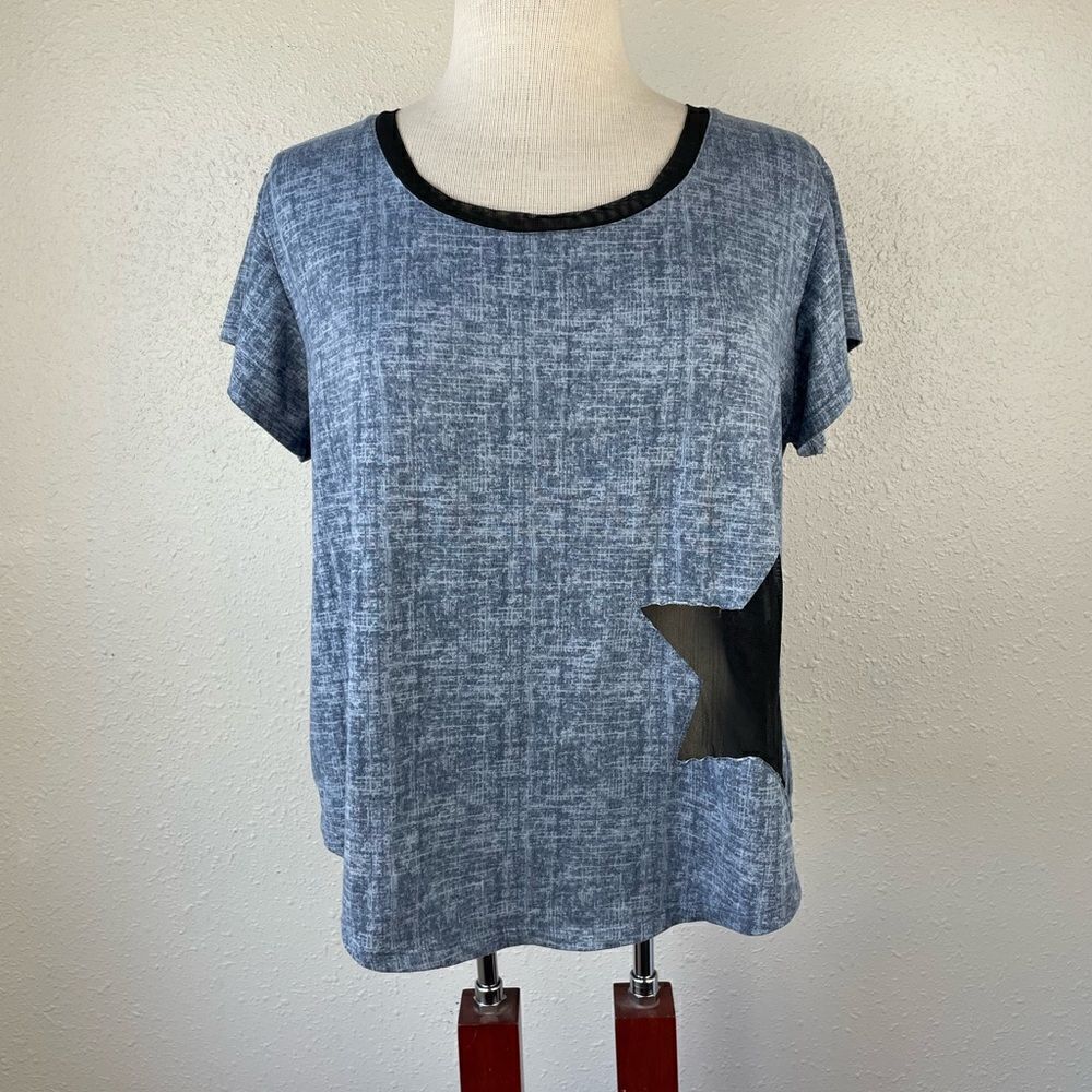 Sheer Black Star Shirt EUC